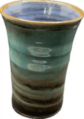 Buy Vintage WOLD Hand Studio Pottery Blue Sea  Glaze Vase /desk Pen Holder Stamped • 15.99£