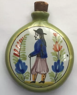 Buy Quimper Faience Pottery Flask 9x8cm France Hand-Painted  • 2£