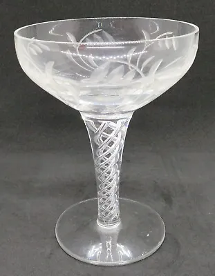 Buy Clear Etched Glass Vintage Victorian Antique Air Twist Stem Drinking Glass • 85£