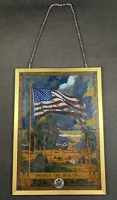 Buy Vintage America The Beautiful Stained Glass Window Hanging Panel By Jack Woodson • 33.26£