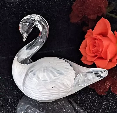 Buy Swedish Art Glass Swan Signed Figurine - FM Konstglas Ronneby • 28.50£
