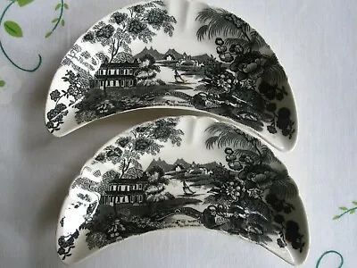 Buy Royal Staffordshire Tonquin Black - 2  Bone Dishes By Clarence Cliff • 19.21£