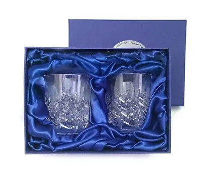 Buy PAIR HAND CUT CRYSTAL WHISKY TUMBLERS Quality Glass Superb Mens Gift SATIN BOX  • 48.85£