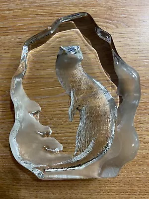 Buy *mats Jonasson Art Glass Sculpture Otter Signed • 18£