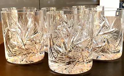 Buy Set Of Six Heavy Glass Crystal Slice Cut Whiskey Tumblers • 85£