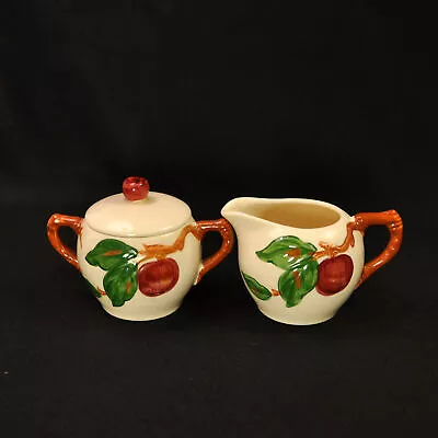 Buy Franciscan Apple Creamer Sugar Embossed Red Green Brown 1953-58 Hand Painted USA • 50.89£