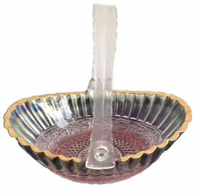 Buy Vintage Pressed Coloured Glass Bon Bon Dish, Fruit Dish Bowl With Plastic Handle • 4.99£