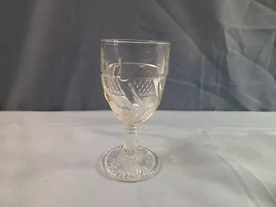 Buy Bryce Bros. EAPG Zig Zag Pattern Clear Glass Wine Goblet Circa 1880s • 5.68£