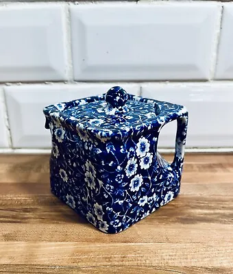 Buy Calico Blue Burleigh Individual Cube Teapot & Lid  Staffordshire Royal Crownford • 60.62£