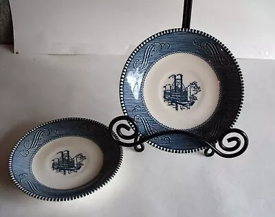 Buy Vintage Currier & Ives Steamboat Pattern Saucers, Royal China, Excellent Conditi • 9.50£