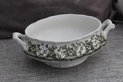 Buy Early Vintage Antique Doulton Burslem Oval  Bowl  With Handles Green Floral 15cm • 12.99£
