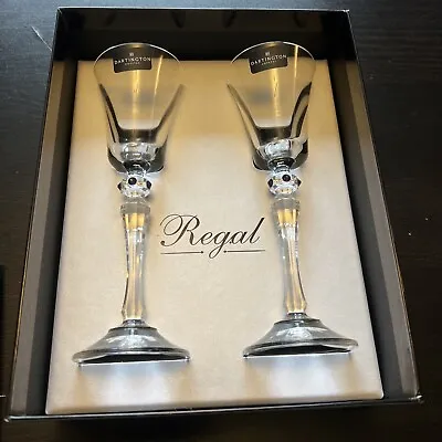 Buy Dartington Regal Amethyst Pair Wine / Toasting Glasses W Swarovski Crystals BNIB • 20£
