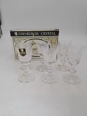Buy Set Of 6 Edinburgh Crystal Small Sherry Glasses Cut Glass Vintage 10cm • 35.99£