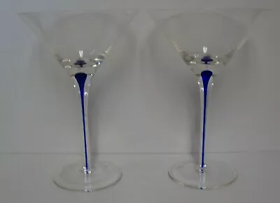Buy Orrefors INTERMEZZO (BLUE) Executive Martini Glasses (Extra Tall) SET OF TWO • 144.03£