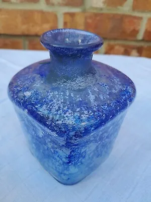 Buy Swedish Bubble Glass Art Hand Made Mottled Blue Vase 11cm Rare Nice Quality  • 47.50£