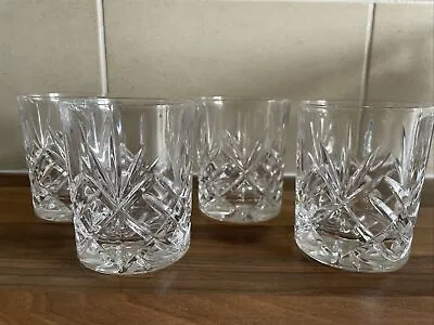 Buy Set Of 4 Vintage Heavy Crystal Whisky Tumbler Glasses 4”  • 20£