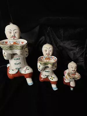 Buy Herend Chinese Mandarin Kneeling Salt Bearer Figurine Set In Clear Glaze-MINT • 587.98£