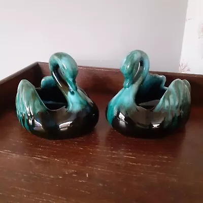 Buy Vintage Blue Mountain Pottery Canada Pair Of  Swan Posy Vases • 8£