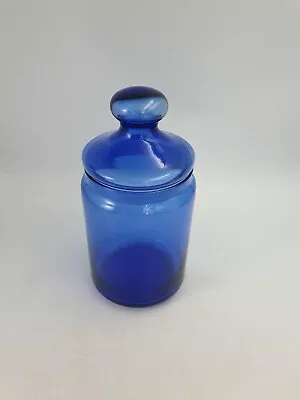 Buy Cobalt Blue Glass Lidded Apothecary Style Storage Jar Container Plastic Seal • 23.99£
