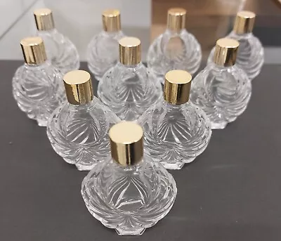 Buy 10x Vintage French Crystal Cut Deco Clear Glass Perfume Bath Oil Bottles 10ml • 9.99£