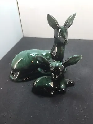 Buy Blue Mt. Pottery Lg. Deer Sitting Doe/ Fawn Canadian Terracotta Drip Glaze 7” 4” • 52.11£