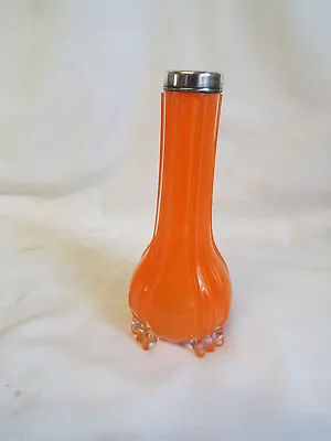 Buy Nice Bright Bohemian Orange Tango Glass Solifleur Vase With Silver Rim. • 20£