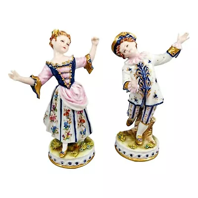 Buy Vintage Capodimonte Tiche Galletti Porcelain Figurines Regency Lady And Cavalier • 250£