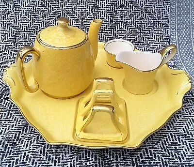 Buy Art Deco Royal Winton Grimwades Yellow Tea Set For One- Missing Cup • 65£
