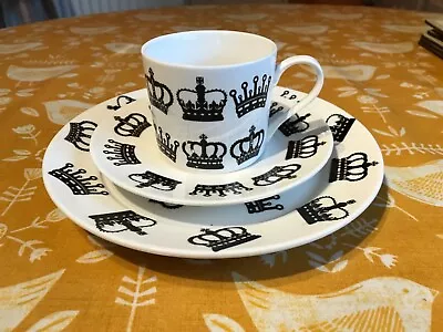 Buy Queens Silhouette Royal Crown Design Fine China Cup Saucer & Plate Trio • 8£
