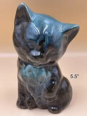 Buy Vintage Canadian Blue Mountain Drip Glaze Cat Figurine • 12.56£
