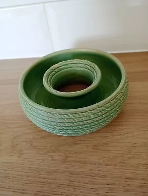 Buy Vintage 6” Lovatts Stoneware Green Ribbed Rope Posy Ring Vase Made In England • 14.99£