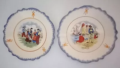 Buy Pair Of Old Rouen Faience Pottery Plates • 4.95£