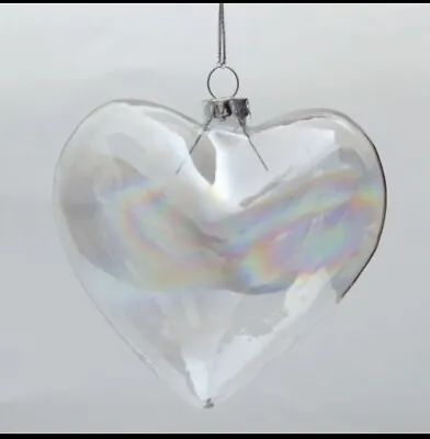 Buy 6pcs Christmas DIY Heart Shape Clear Glass Wedding Baubles Ornaments • 9.99£