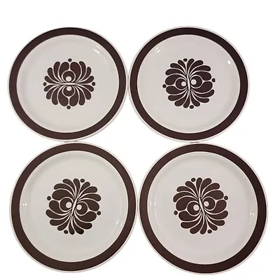 Buy Egersund Norway Brown Medallion Center  & Trim 10 7/8” Dinner Plates – Set Of 4 • 24.15£