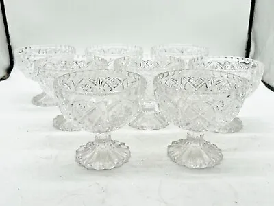 Buy Vintage Cut Glass Dessert Pedestal Bowls Clear Early 20th Century • 28.99£