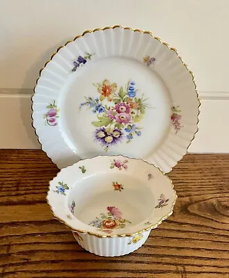 Buy Carl Thieme-Dresden Floral Butterfly Finger Bowl & Underplate-1888-1901 Mark • 72.05£