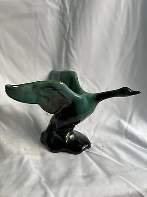 Buy Vintage Blue Mountain Pottery Swan In Flight, Green Drip Glaze On Black • 6.99£