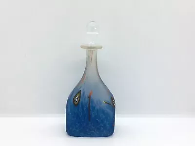 Buy Decorative Vintage Blue Studio Art Glass Bottle With Stopper - Abstract Design • 55£