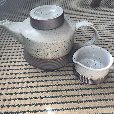 Buy Vintage Purbeck Pottery 'Portland'  Lidded Tea Pot And Creamer Jug • 35£