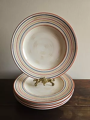 Buy Set Of 4 Stoney Hill Rooster Stripes Dots Handpainted 11-1/2  Dinner Plates • 48.03£