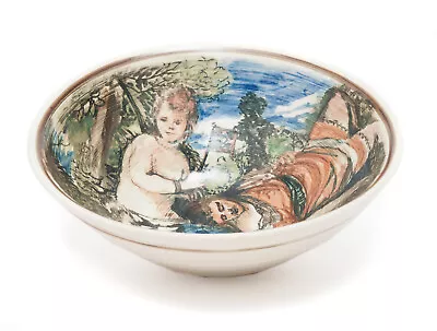Buy A Rare Bohuslav Barlow Hand Painted Art Pottery Bowl - Polychrome Scene • 115£