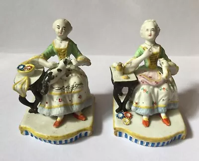 Buy 2 Antique Bisque Miniature 'Senses' Seated Ladies Touch & Taste A/F • 15£