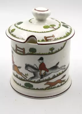 Buy Beautiful Crown Staffordshire Staffs Hunting Scene Jam Preserve Pot Lidded Jar • 14£