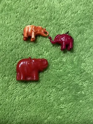 Buy Vintage 3 Red Elephants Miniature Plastic Bakelite Cellouid Glass • 11.81£