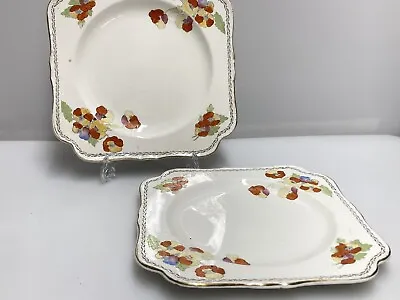 Buy Pair Of Crown Ducal Art Deco Squared Serving Or Cake Plates Hand Painted • 8£
