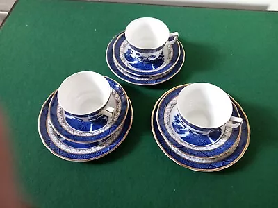 Buy Royal Doulton Booths Real Old Willow - Tea Trios ×3 (cup, Saucer & Bowl) TC1126  • 4.99£