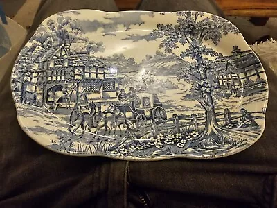 Buy Alfred Meakin Cake Plate Blue Print Horse And Carriage  • 40£