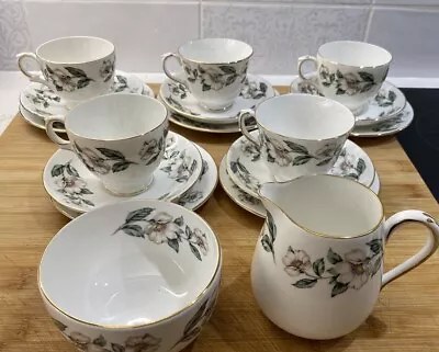 Buy Crown Staffordshire Pear Blossom Tea Set X 5 Cup Saucer Plate Jug And Sugar Bowl • 29.99£