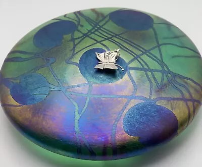 Buy John Ditchfield Signed Art Glass Silver Butterfly Lily Pad  Paperweight • 160£