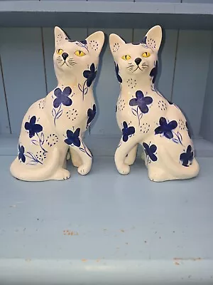 Buy Antique Faience Style Hand Painted Ceramic Cats • 20£